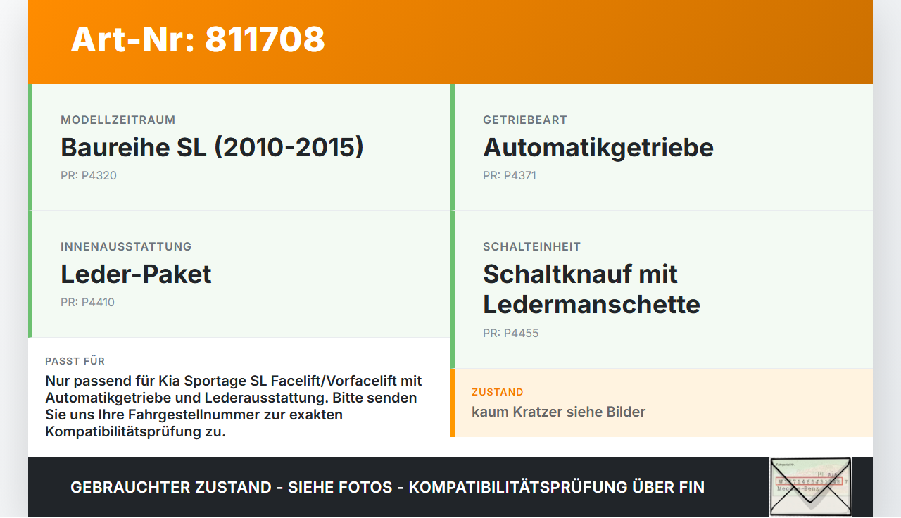Kia Sportage SL 10-15 Autom Schaltsack Schaltknauf Kia Sportage SL 10-15 26.06.2015 gebraucht Vorschau 3
