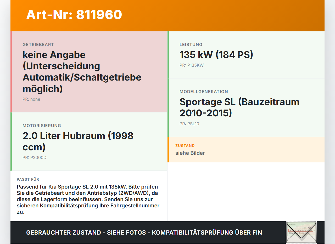 Kia Sportage SL 10-15 2,0 135KW Motorlager Motorhalter Anschlagpuffer Kia Sportage SL 10-15 26.06.2015 21950-2S100... Vorschau 3
