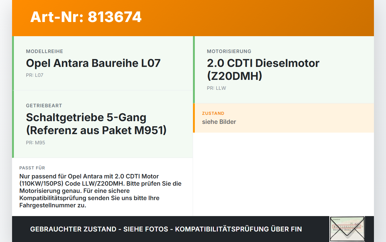 Opel Antara L07 07-11 CDTi 2,0 110KW LLW Z20DMH Ölmessstab Öl Stab Opel Antara L07 07-11 09.02.2007 gebraucht Vorschau 3