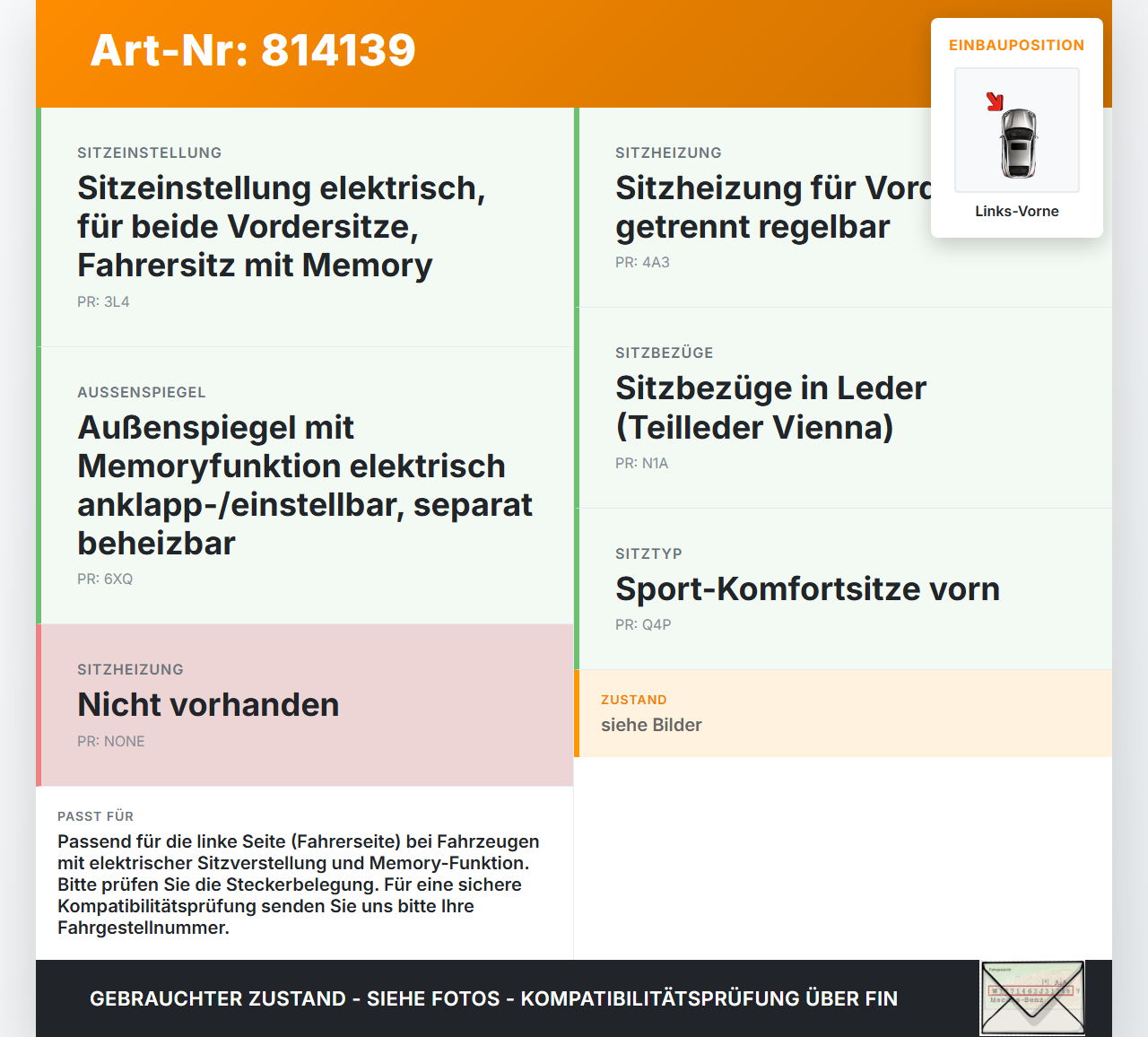 VW EOS 1F 06-09 Stellmotor für Elektr. Sitzverstellung Links Vorne VW EOS 1F 06-09 22.04.2008 34301A gebraucht Vorschau 3