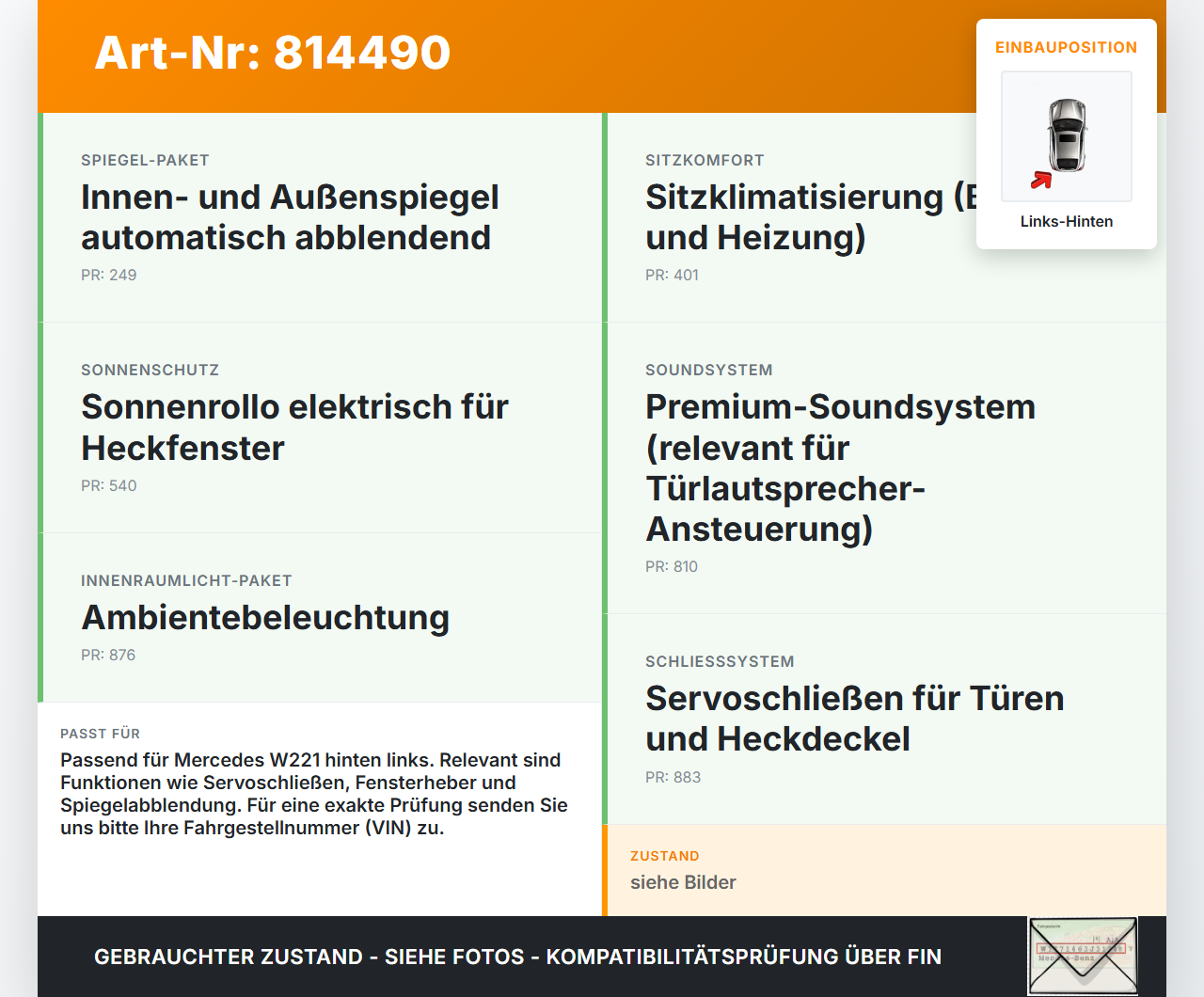 Mercedes W221 S320 05-09 Steuergerät ECU Modul SG Türsteuergerät Links Hinten Mercedes W221 S320 05-09 25.07.2006... Vorschau 3