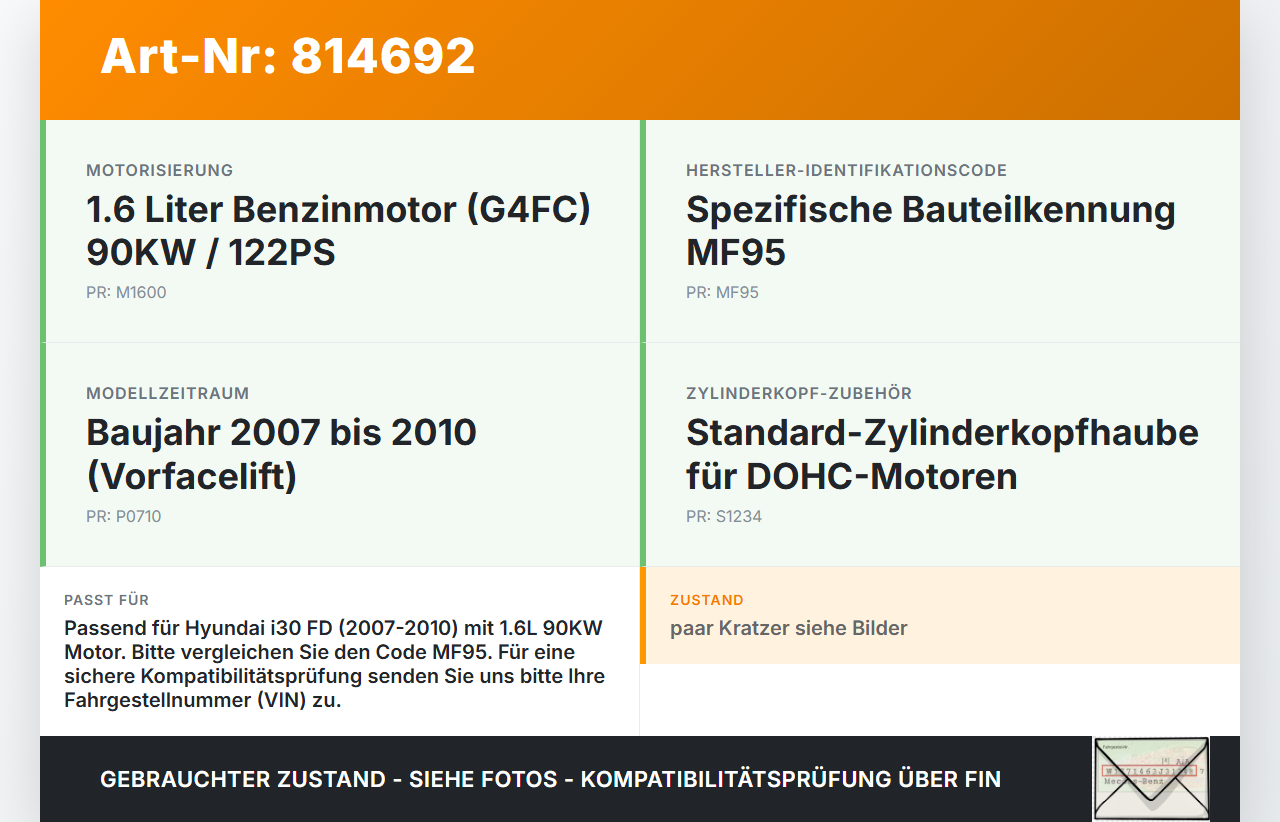 Hyundai I30 FD 07-10 1,6 90KW MF95 Ventildeckel Zylinderkopfhaube Hyundai I30 FD 07-10 21.12.2007 gebraucht Vorschau 3