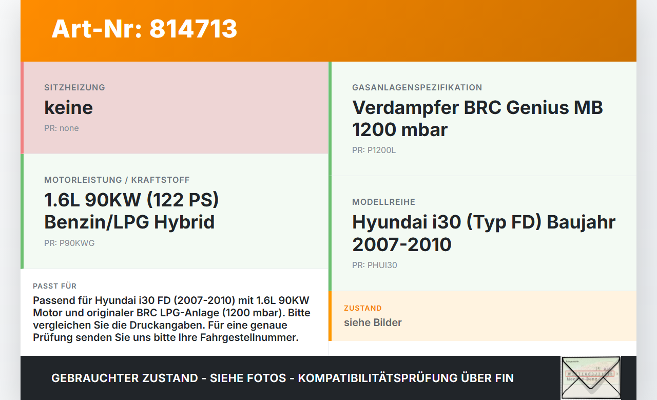 Hyundai I30 FD 07-10 1,6 90KW Verdampfer für LPG Gas Anlage Orig. BRC 1200 mbar Hyundai I30 FD 07-10 21.12.2007... Vorschau 3