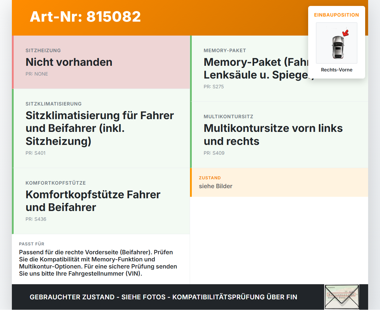 Mercedes W221 S320 05-09 Stellmotor Sitzverstellung Sitz Rechts Vorne Mercedes W221 S320 05-09 25.07.2006 gebraucht Vorschau 3