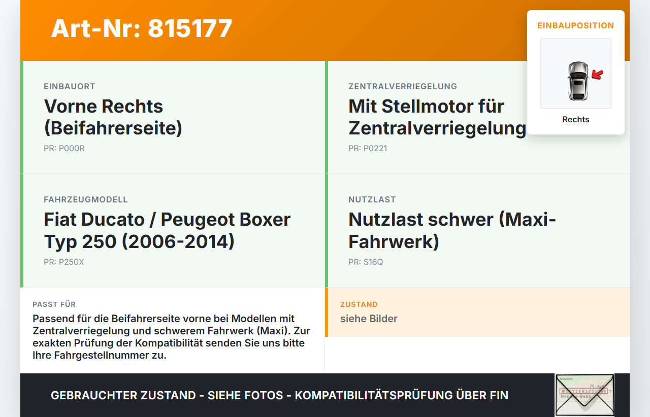 Boxer Ducato 250 06-14 Maxi Kasten Türschloss m. ZV Stellmotor Rechts Vo Boxer Ducato 250 06-14 18.09.2012... Vorschau 3
