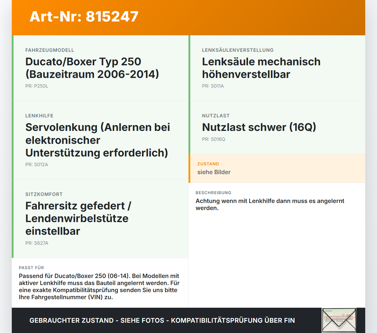 Boxer Ducato 250 06-14 Höhenverstellung für Lenksäule Boxer Ducato 250 06-14 18.09.2012 gebraucht Vorschau 3