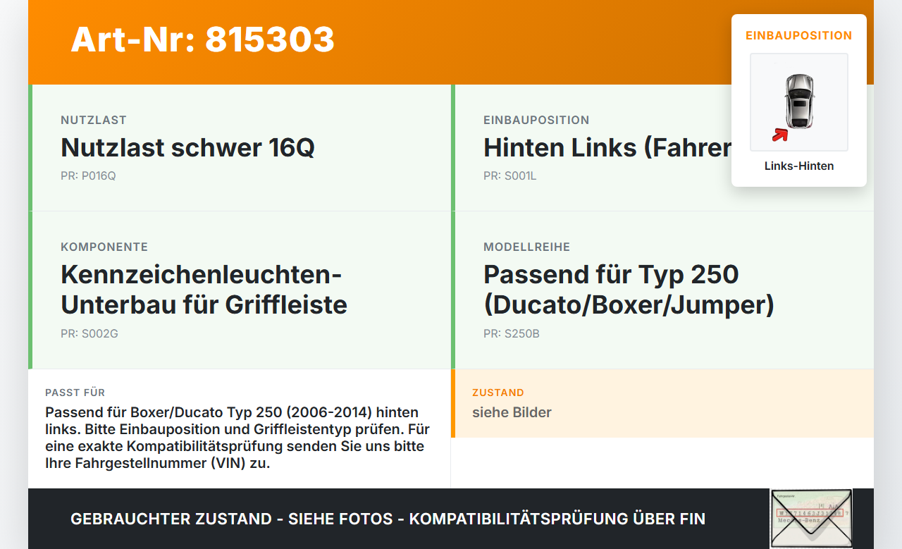 Boxer Ducato 250 06-14 Kennzeichenleuchten Unterbau für Griffleiste Links Hinten Boxer Ducato 250 06-14 18.09.2012... Vorschau 3