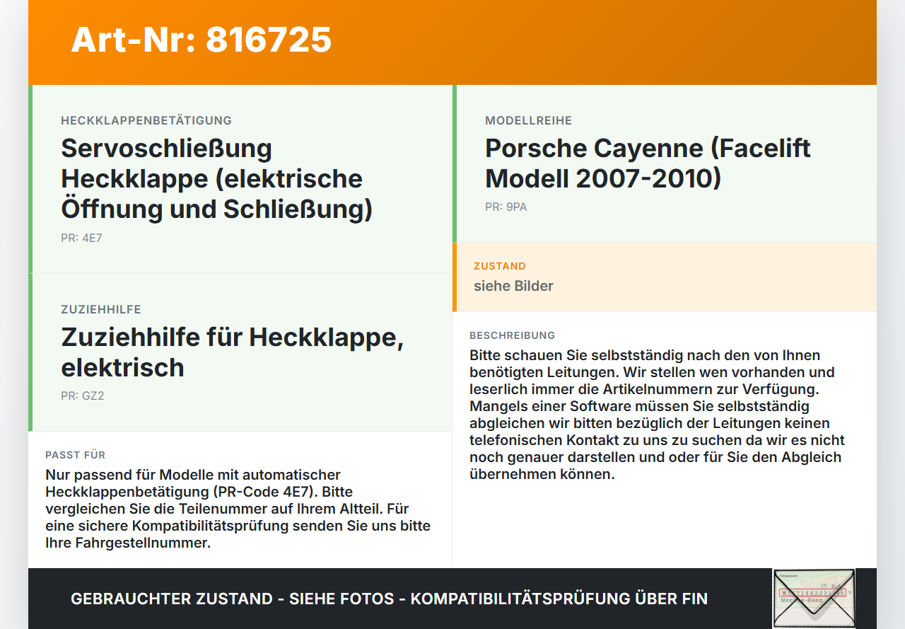 Porsche Cayenne 9PA 07-10 Hydraulik Schlauch Leitung für Heckklappe Porsche Cayenne 9PA 07-10 16.01.2008 gebraucht Vorschau 3