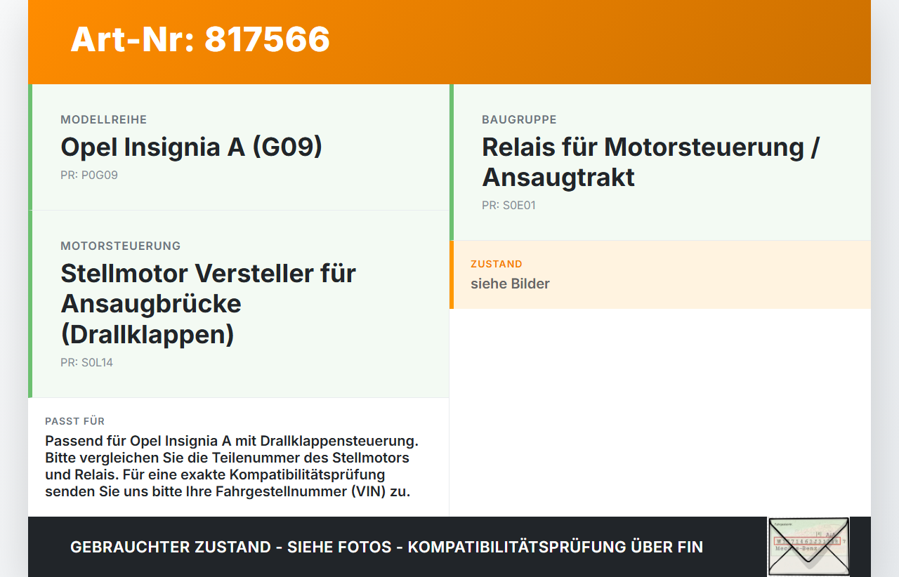 Opel Insignia A G09 08-13 Relais Stellmotor Versteller für Ansaugbrücke Drallklappen Opel Insignia A G09 08-13... Vorschau 3