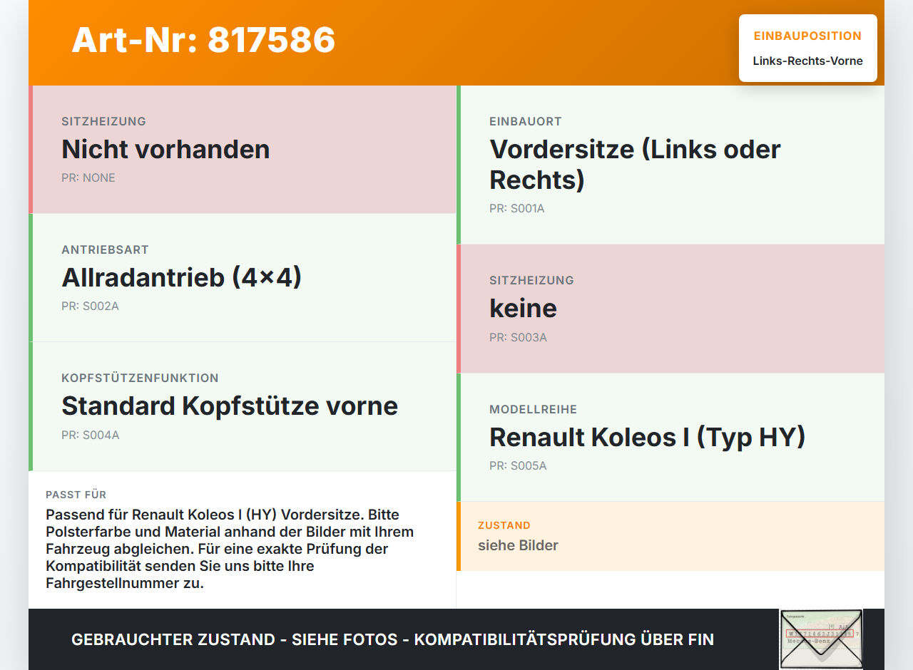 Renault Koleos I HY 4x4 07-11 Kopfstütze für Beifahrer Sitz Rechts oder Links Vorne Renault Koleos I HY 4x4 07-11... Vorschau 3
