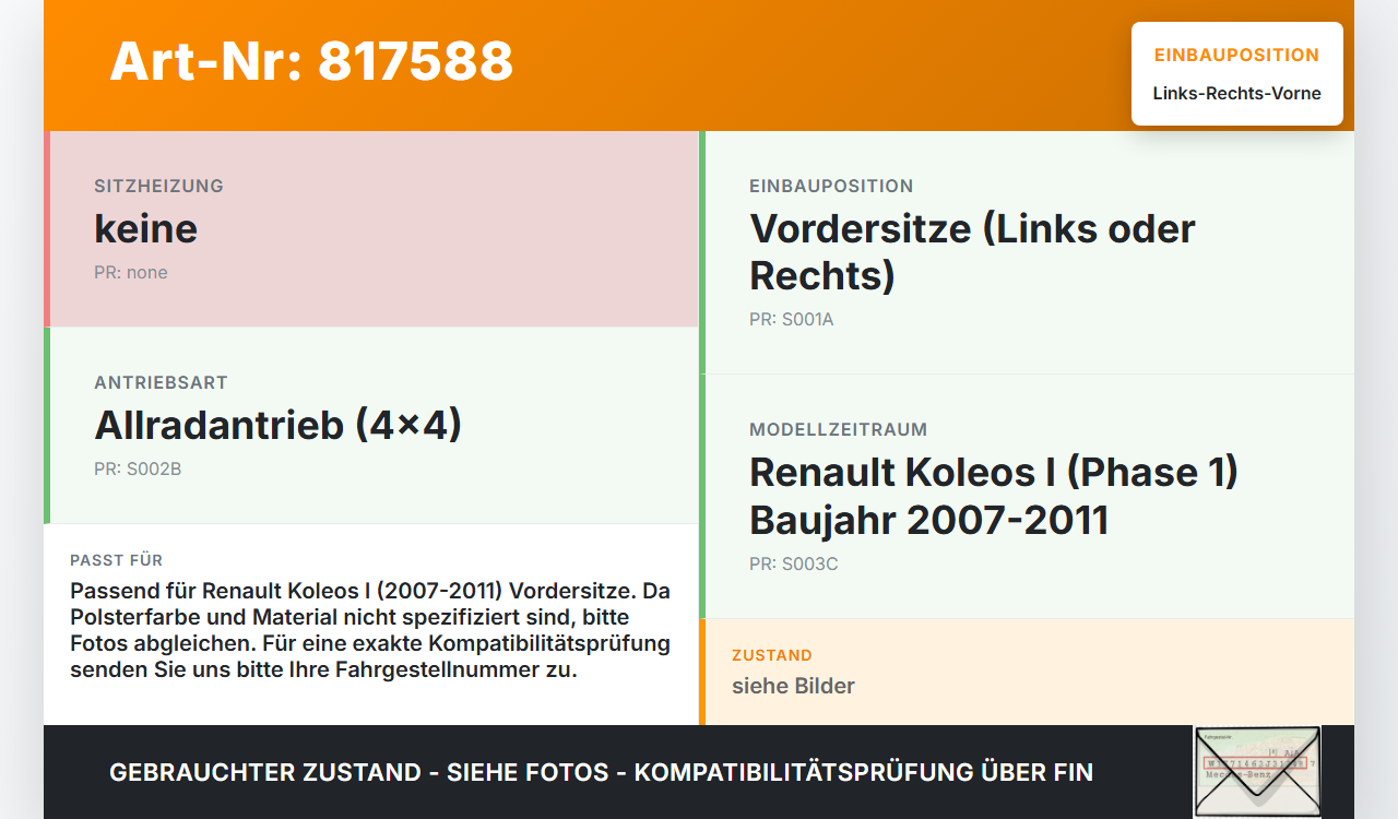 Renault Koleos I HY 4x4 07-11 Kopfstütze für Fahrer Sitz Rechts oder Links Vorne Renault Koleos I HY 4x4 07-11... Vorschau 3
