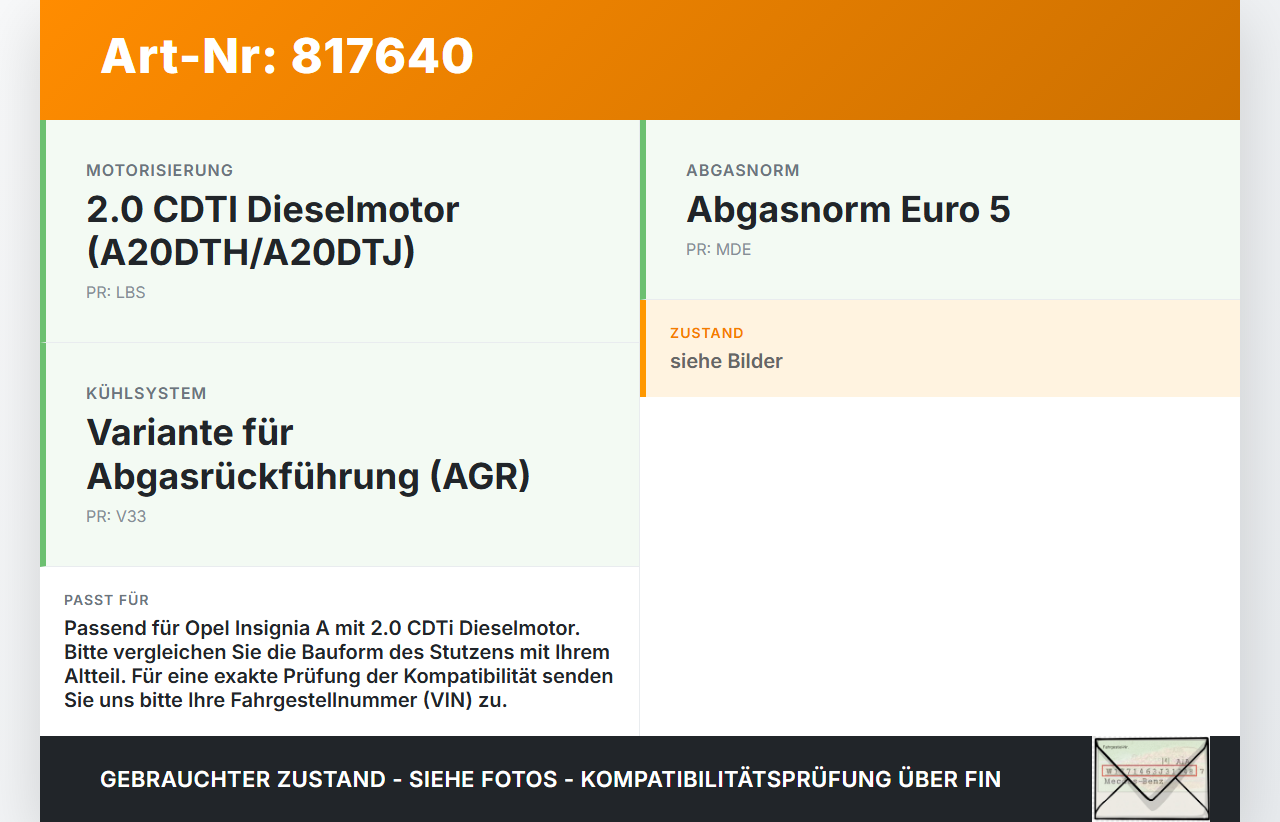 Opel Insignia A G09 08-13 CDTi 2,0 118KW A20DTH Abgasstutzen Stutzen für Abgasrückführventil Opel Insignia A G09... Vorschau 3