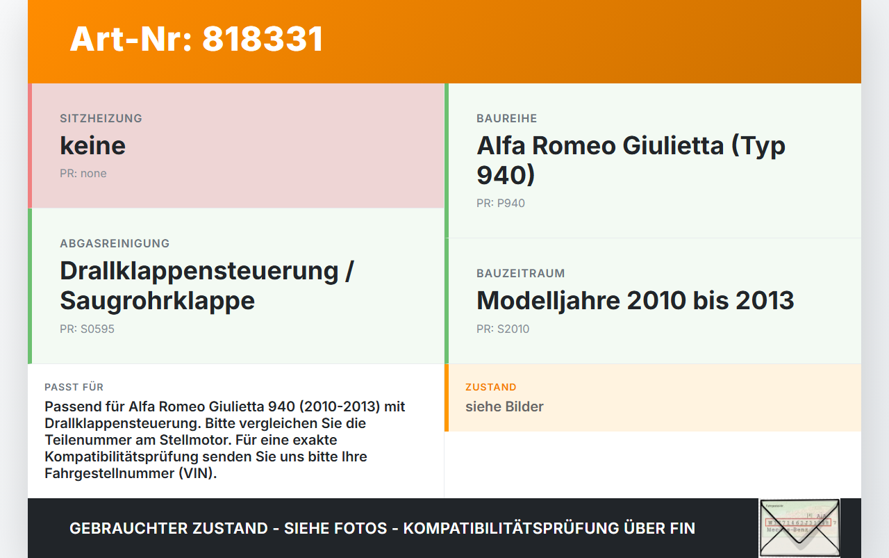 Alfa Giulietta 940 10-13 Stellmotor Actuator für Drallklappen Klappensteuerung Alfa Giulietta 940 10-13 11.06.2010... Vorschau 3