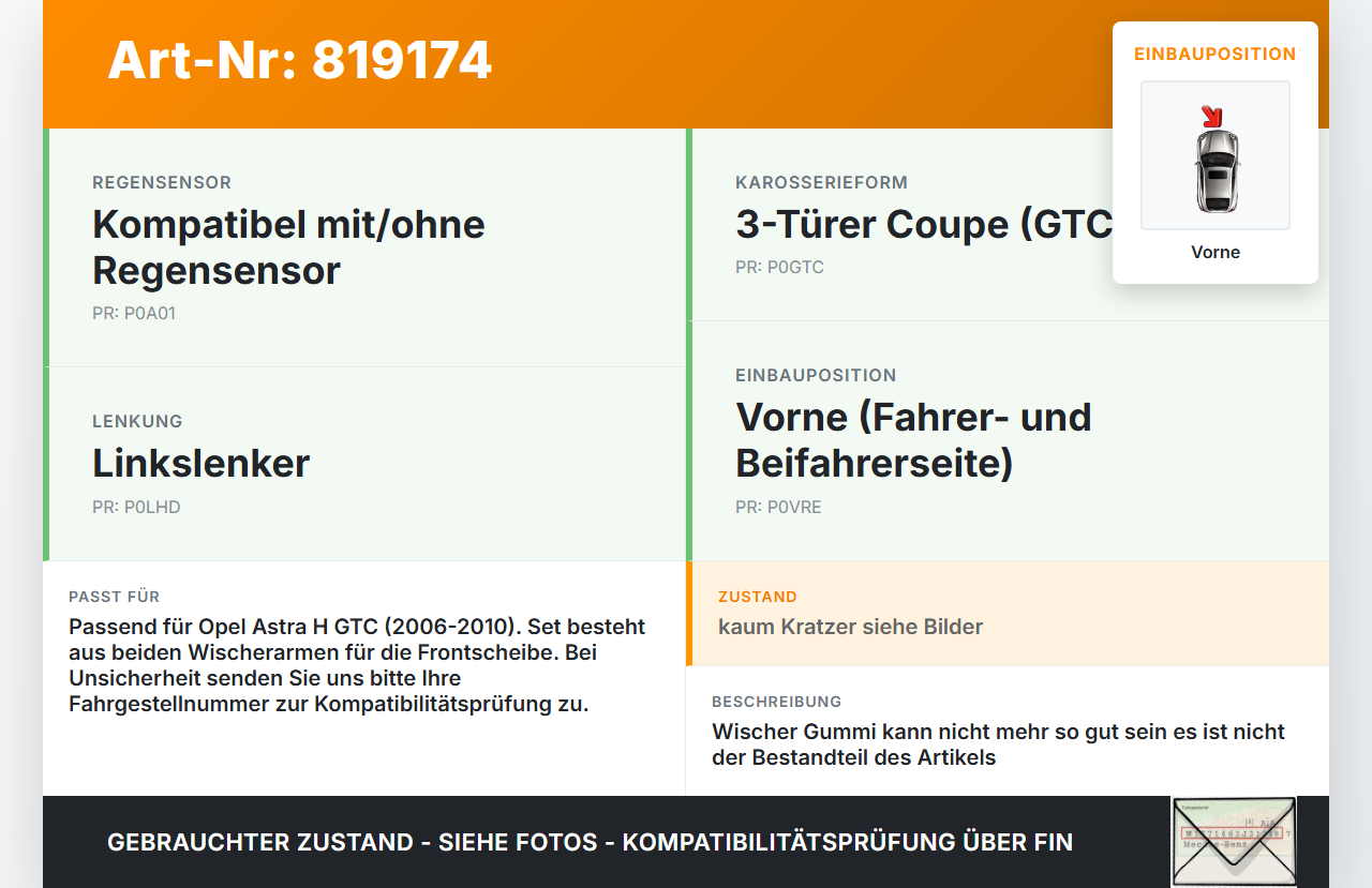 Opel Astra H GTC 06-10 2x Scheibenwischer Wischarm Vorne Opel Astra H GTC 06-10 30.01.2009 gebraucht Vorschau 3