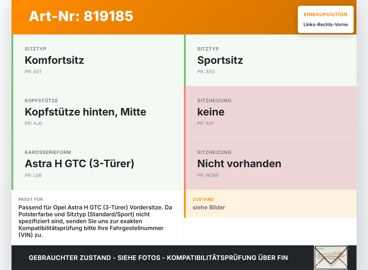 Opel Astra H GTC 06-10 Kopfstütze für Fahrer Sitz Rechts oder Links Vorne Opel Astra H GTC 06-10 30.01.2009 gebraucht Vorschau 3