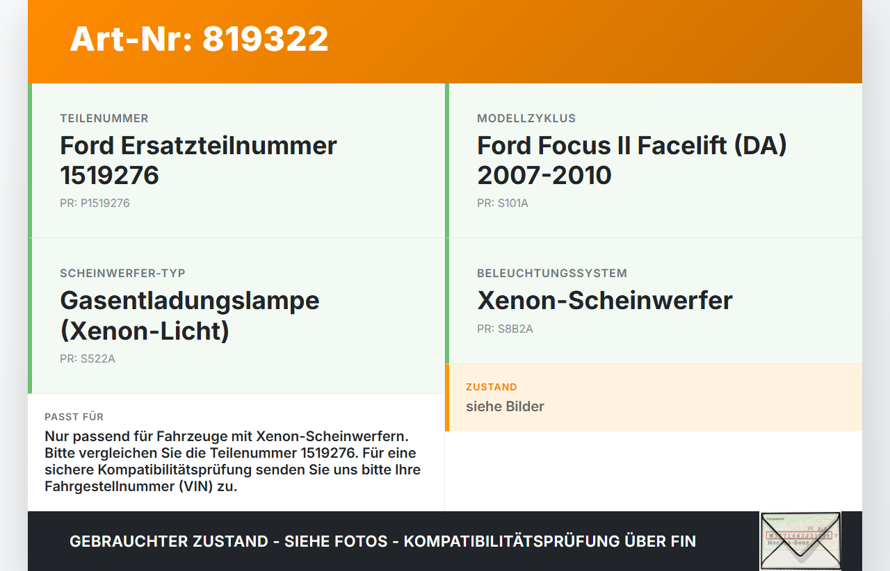 Ford Focus II DA 07-10 Steuergerät SG Scheinwerfer Controller Ford Focus II DA 07-10 05.10.2009 3M51-13K031-AF gebraucht Vorschau 3