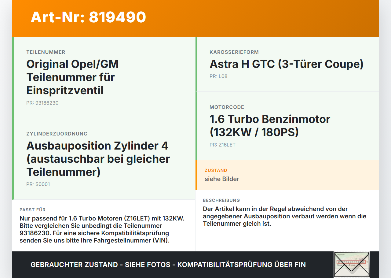 Opel Astra H GTC 06-10 1,6 132KW Injektor Einspritzdüse Zyl.4 Opel Astra H GTC 06-10 30.01.2009 0280158108 gebraucht Vorschau 3