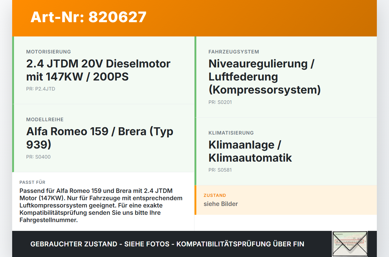 Alfa Romeo Brera 159 06-11 JTDM 2,4 147KW 939A3000 Ventil für Luftpumpe Luftkompressor Alfa Romeo Brera 159 06-11... Vorschau 3