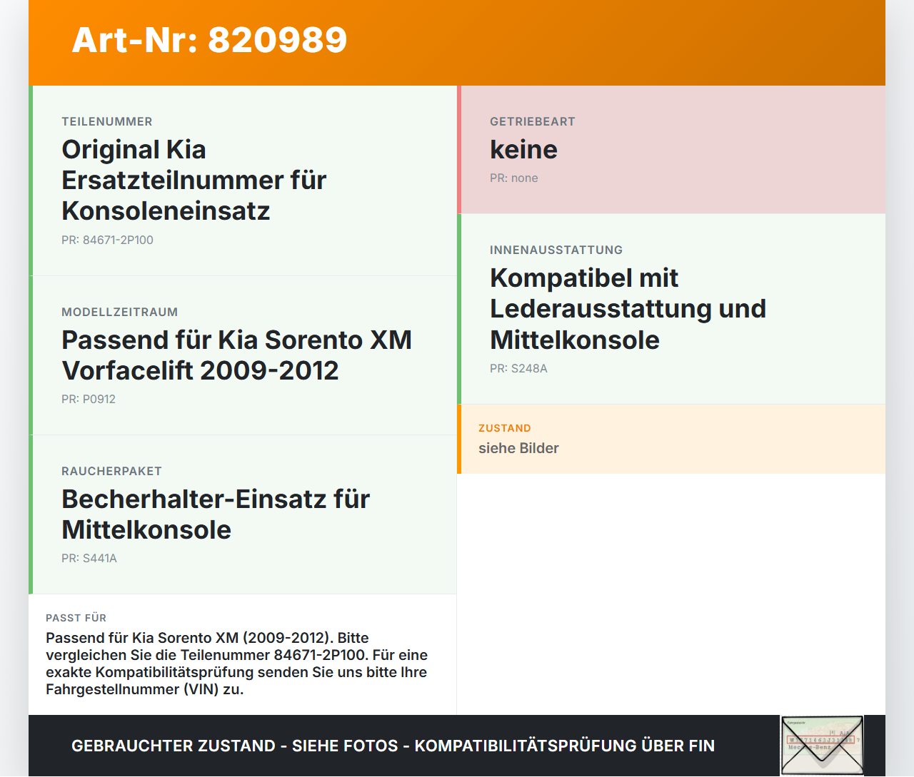 Kia Sorento XM 09-12 Becherhalter Getränkehalter Kia Sorento XM 09-12 28.12.2009 84671-2P100 gebraucht Vorschau 3