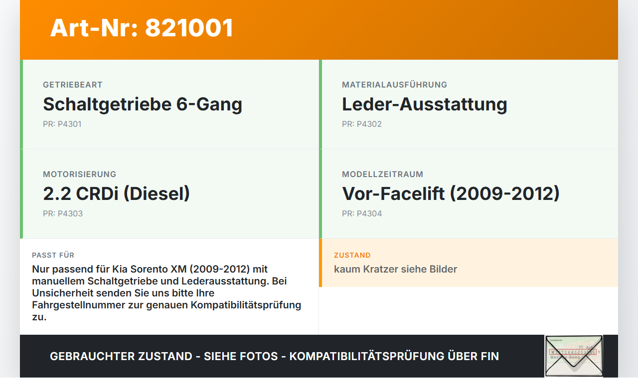 Kia Sorento XM 09-12 CRDi 2,2 145KW Autom Schaltknauf für Schalthebel Gangschalter Kia Sorento XM 09-12 28.12.2009... Vorschau 3