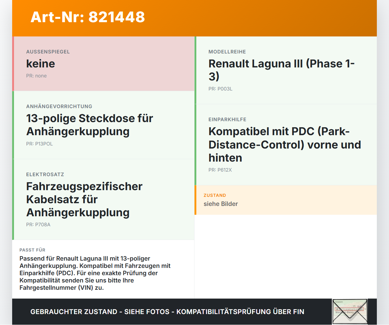 Renault Laguna III 3 08-11 Kombi Elektrokabel Leitungen Dose 13pol für Anhängerkupplung Renault Laguna III 3 08-11... Vorschau 3
