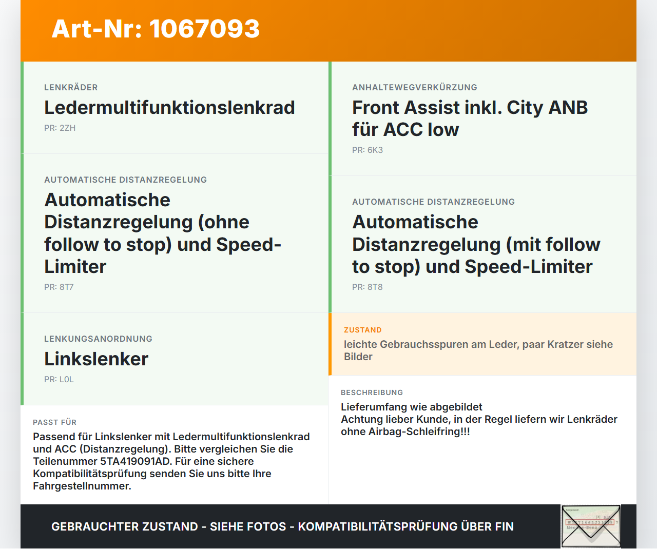 VW Touran II 5T 15-24 Lenkrad ohne Airbag VW Touran II 5T 15-24 14.12.2015 5TA419091AD 5TA419091K 62128180B... Vorschau 3
