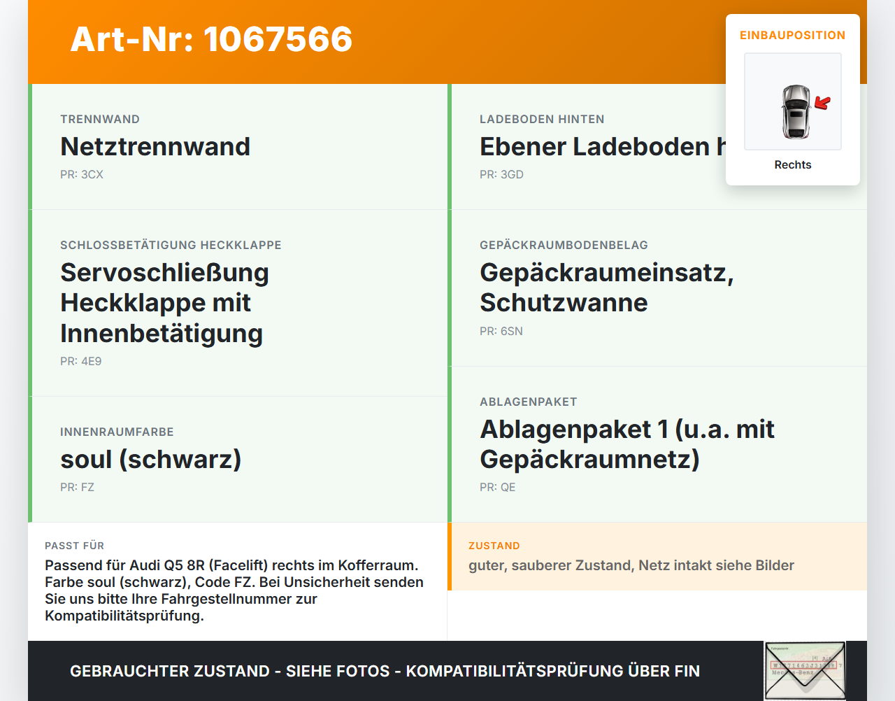 Audi Q5 8R 12-16 Seitenverkleidung Rechts für Kofferraum Audi Q5 8R 12-16 04.10.2016 8R0863990 gebraucht Vorschau 3