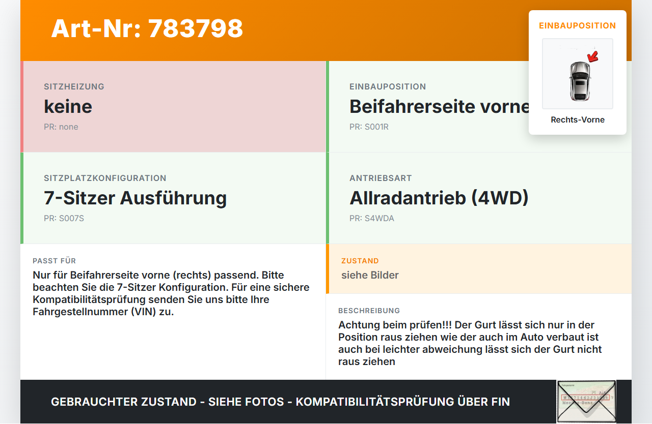 Citroen C-Crosser 07-12 Gurt Sicherheitsgurt Gurtstraffer für Beifahrer Rechts Vorne Citroen C-Crosser 07-12... Vorschau 3