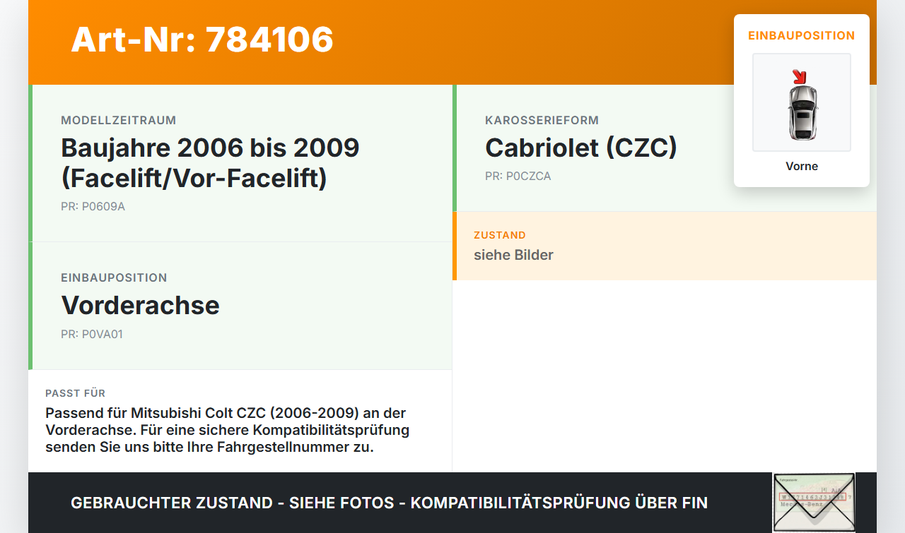 Mitsubishi Colt CZC 06-09 Stabilisator Stabi Vorne Mitsubishi Colt CZC 06-09 01.07.2009 gebraucht Vorschau 3