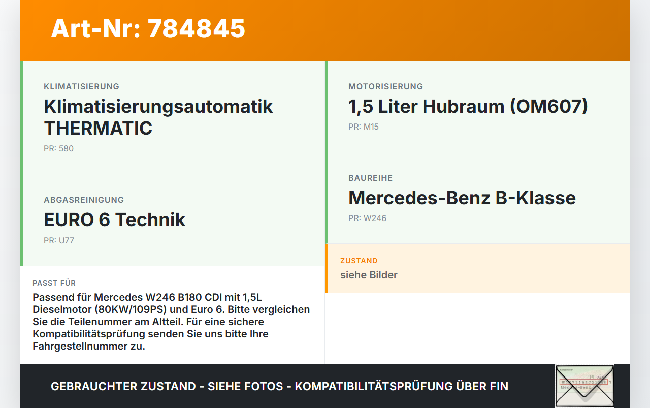 Mercedes W246 B180 14-18 CDI 1,5 80KW Klimakompressor Klima Kompressor Mercedes W246 B180 14-18 22.05.2015... Vorschau 3