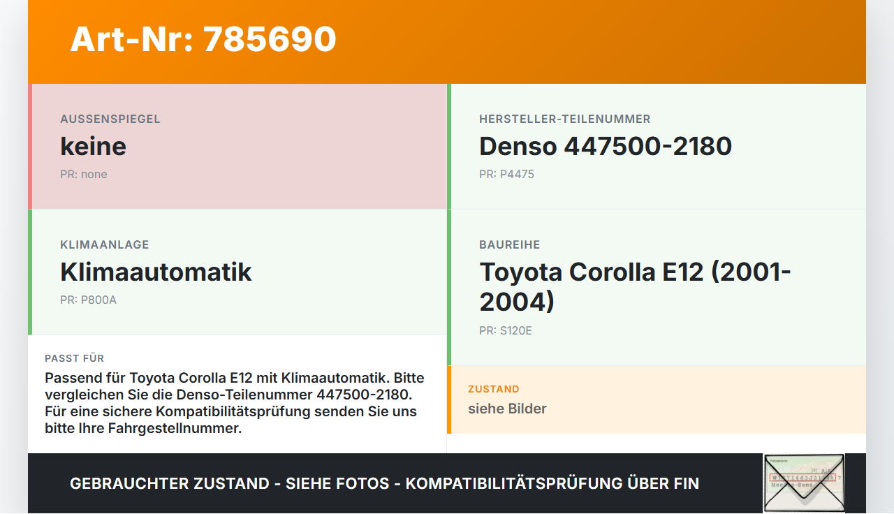 Toyota Corolla E12 01-04 Expansionsventil für Klima Toyota Corolla E12 01-04 13.06.2003 447500-2180 gebraucht Vorschau 3