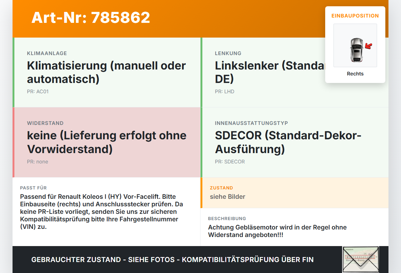 Renault Koleos I HY 11-13 Gebläsemotor Lüftermotor Heizungsgebläse Rechts Renault Koleos I HY 11-13 24.01.2012... Vorschau 3