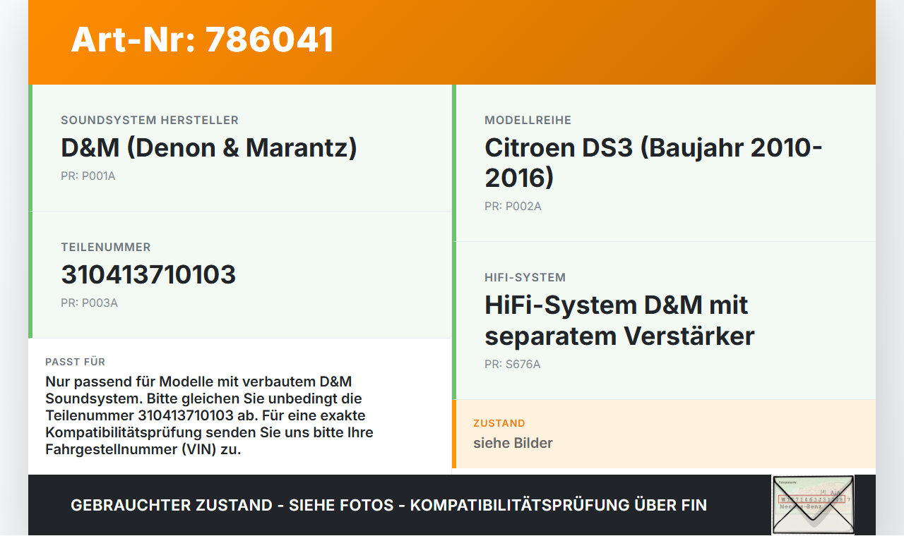 Citroen DS3 10-16 Verstärker Endstufe für Soundsystem D&M Citroen DS3 10-16 08.03.2010 310413710103 H004902686-A515... Vorschau 3