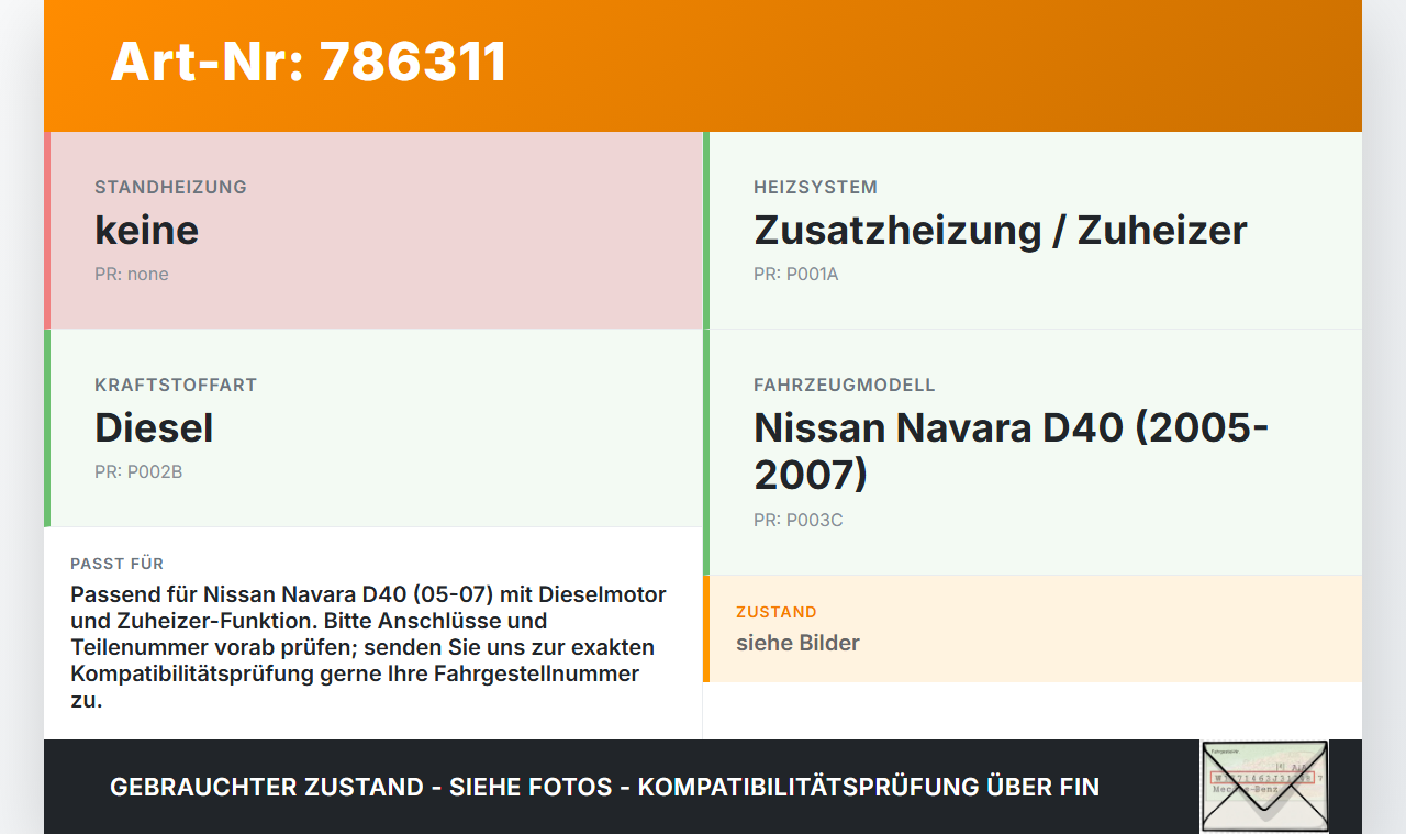 Nissan Navara NP300 D40 05-07 Zusatzheizgerät Zuheizgerät Heizgerät Nissan Navara NP300 D40 05-07 01.05.2006... Vorschau 3