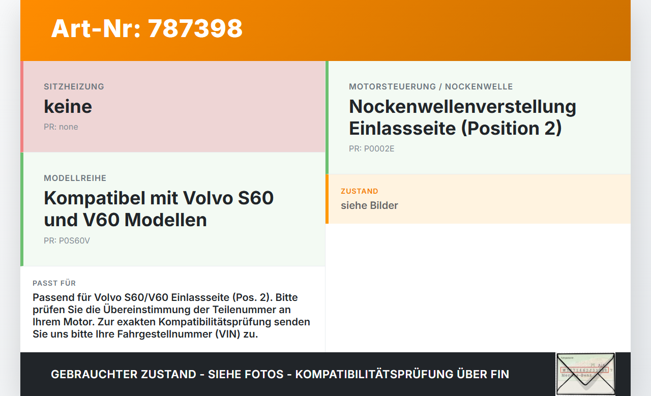 Volvo S60 V60 II 11-18 2,0T 149KW B4204T6 Nockenwellenverstellung Verstellung für Nockenwelle Pos.2 Einlass Volvo... Vorschau 3