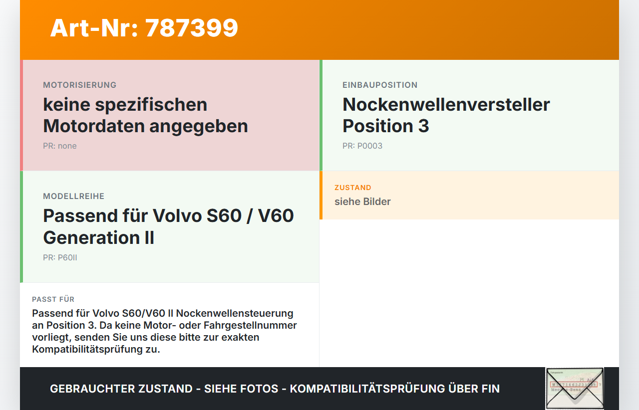Volvo S60 V60 II 11-18 2,0T 149KW B4204T6 Nockenwellenverstellung Verstellung für Nockenwelle Pos.3 Volvo S60 V60... Vorschau 3