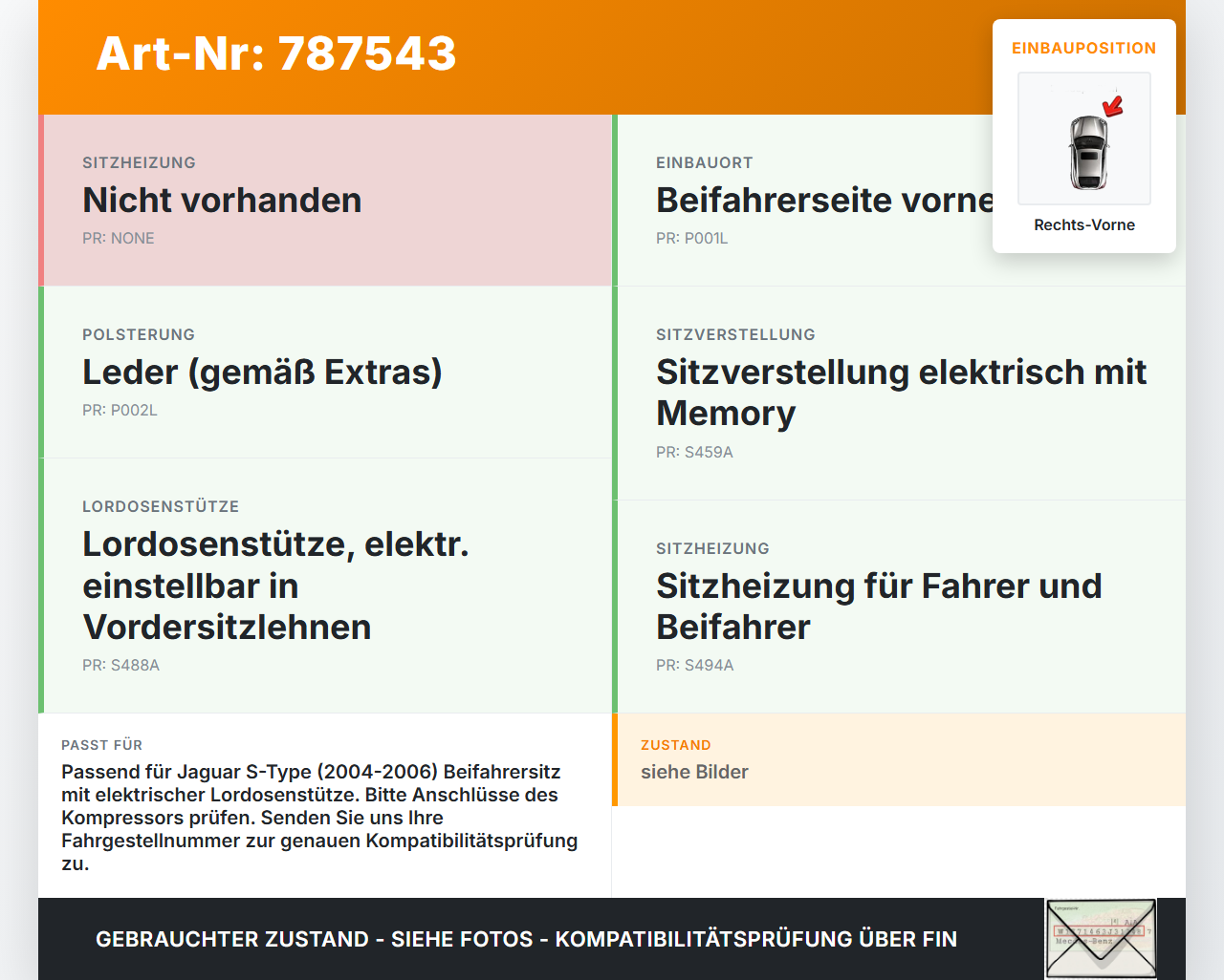 Jaguar S-Type 04-06 2,7D 152KW Lordosenkissen mit Luftkompressor für Beifahrer Sitz Rechts Vorne Jaguar S-Type... Vorschau 3