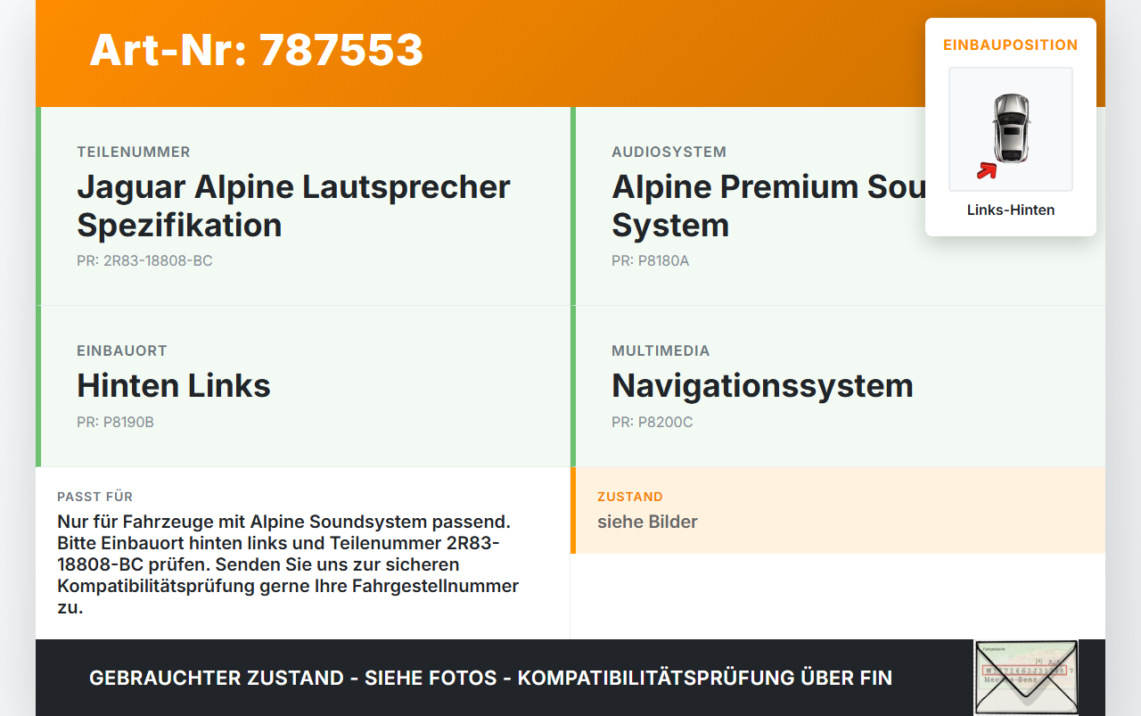 Jaguar S-Type 04-06 Lautsprecher Links Hinten Alpine Jaguar S-Type 04-06 24.09.2007 2R83-18808-BC gebraucht Vorschau 3