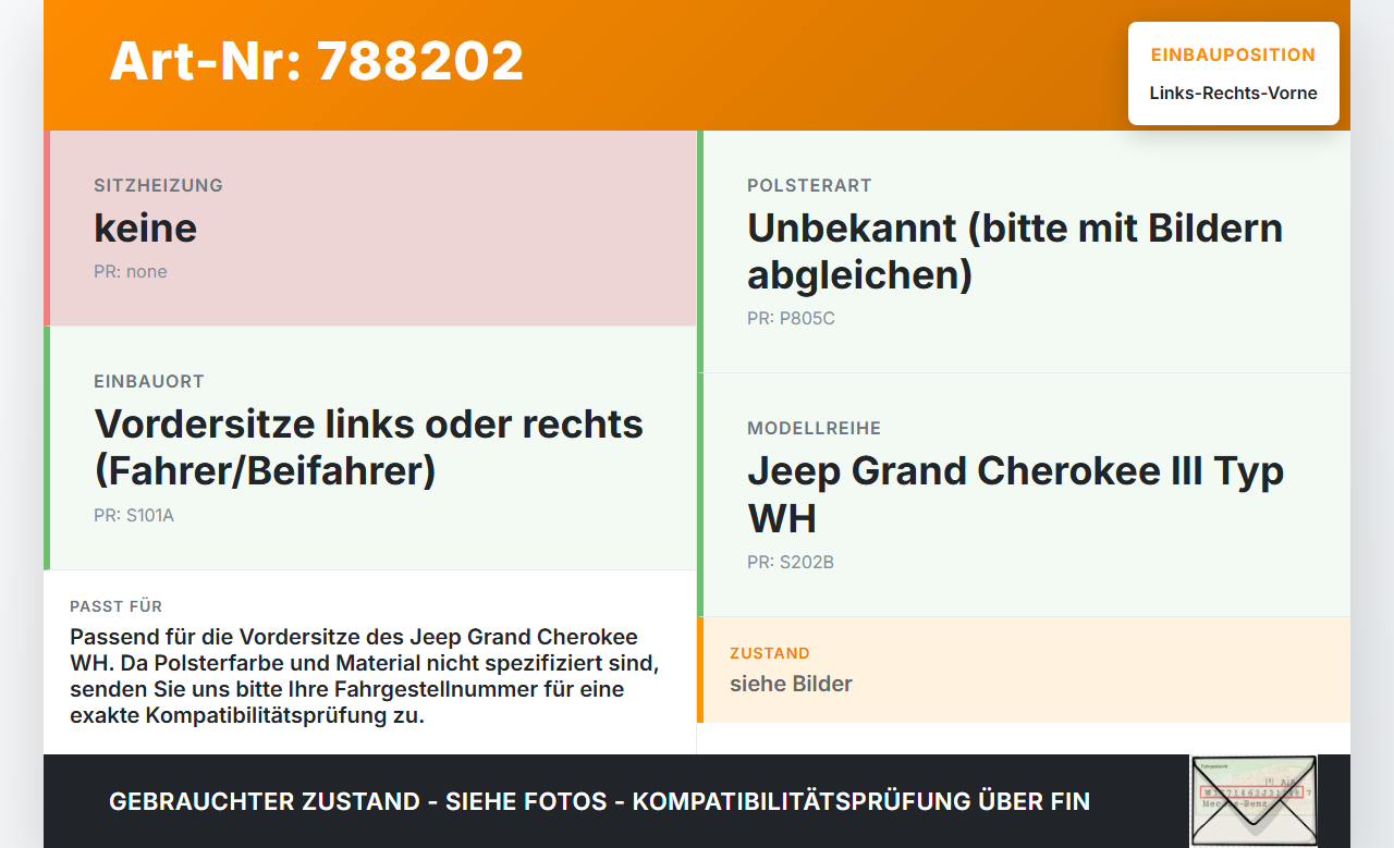 Jeep Grand Cherokee III WH 05-10 Kopfstütze für Fahrer Sitz Rechts oder Links Vorne Jeep Grand Cherokee III WH... Vorschau 3