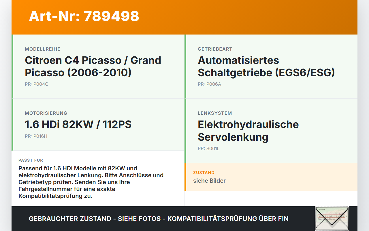Citroen C4 Picasso 06-10 HDi 1,6 82KW Servopumpe Hydraulikpumpe für Lenkung Citroen C4 Picasso 06-10 08.11.2010... Vorschau 3