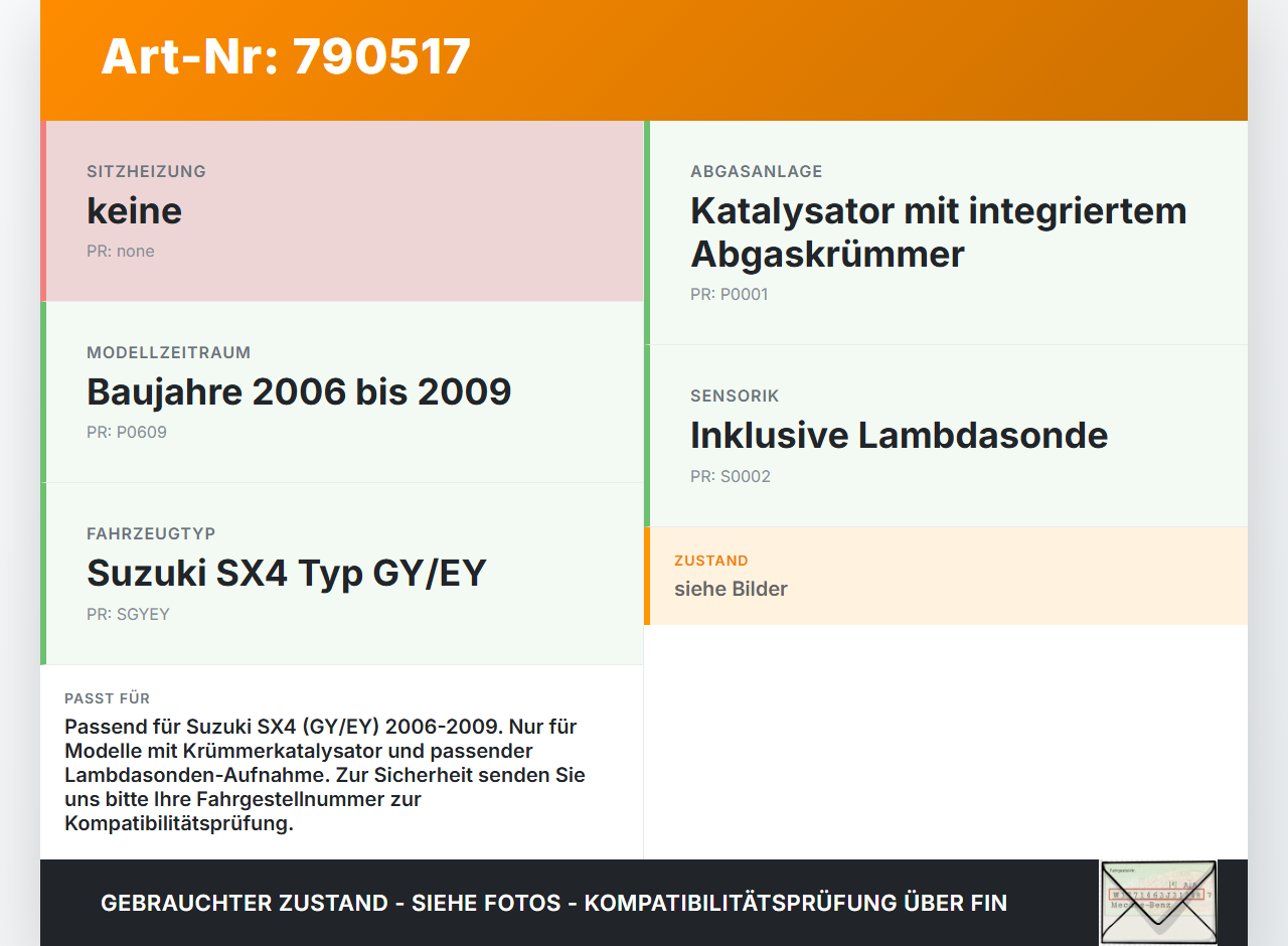 Suzuki SX4 GY EY 06-09 1,5 73KW Katalysator Kat Vorkat mit Abgaskrümmer Lambdasonde Suzuki SX4 GY EY 06-09... Vorschau 3