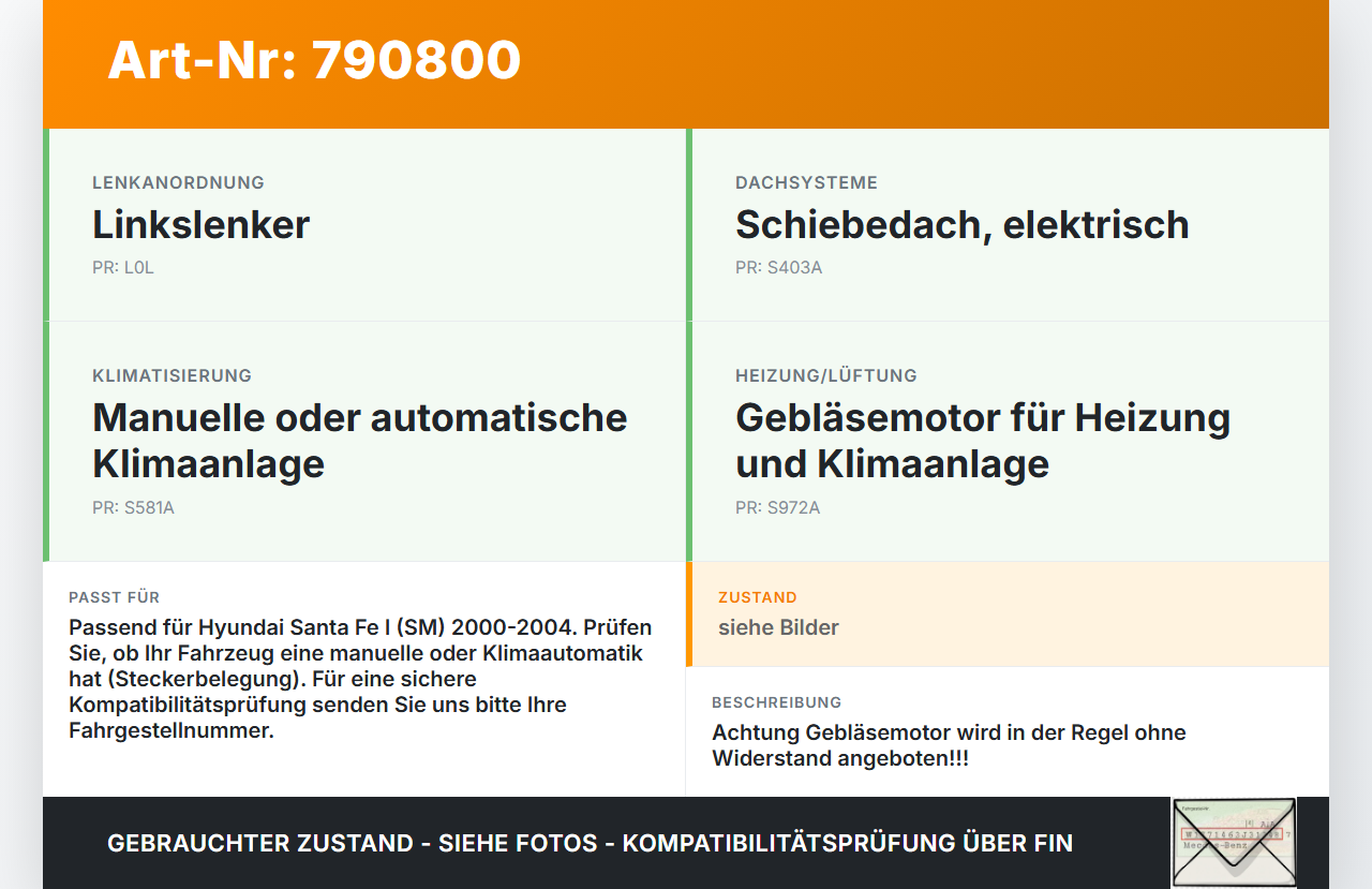 Hyundai Santa Fe I SM 00-04 Gebläsemotor Lüftermotor Heizungsgebläse Hyundai Santa Fe I SM 00-04 30.04.2003... Vorschau 3