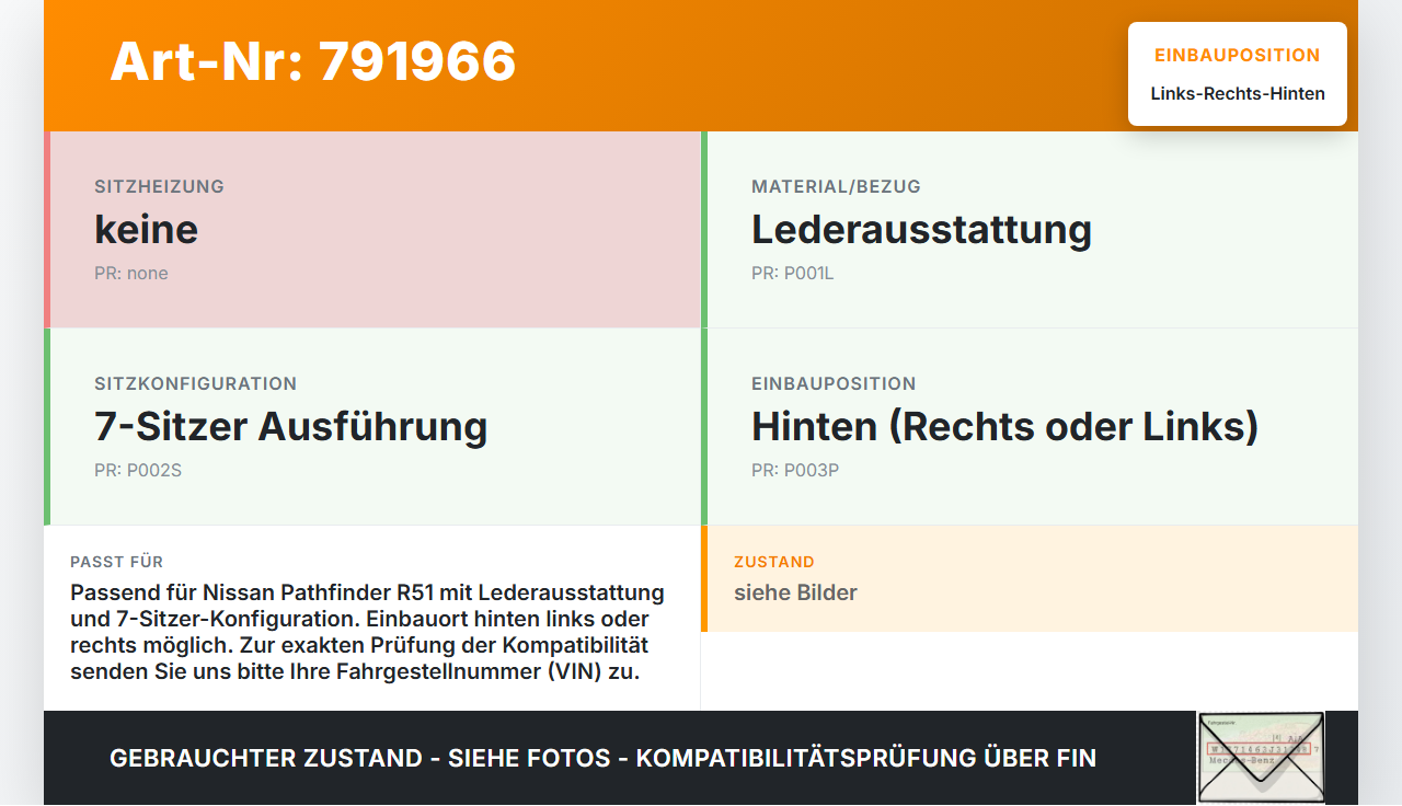 Nissan Pathfinder III R51 07-13 Leder Kopfstütze Rechts oder Links Hinten Nissan Pathfinder III R51 07-13... Vorschau 3