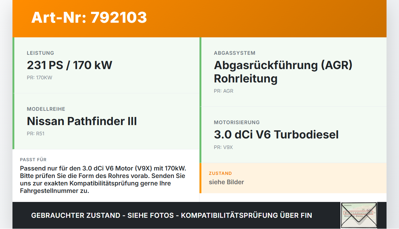 Nissan Pathfinder III R51 07-13 dCi 3,0 170KW Abgasleitung AGR Rohr Leitung Nissan Pathfinder III R51 07-13... Vorschau 3