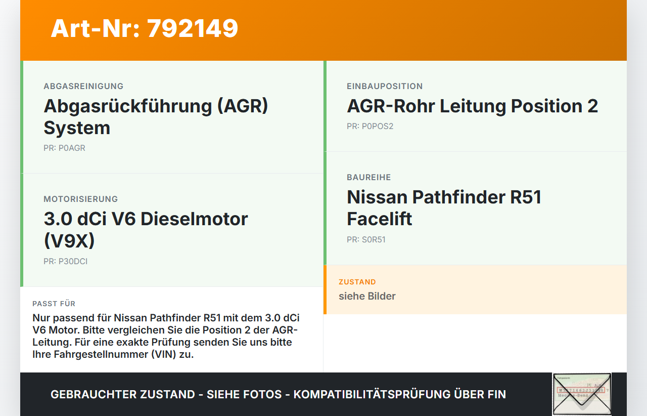 Nissan Pathfinder III R51 07-13 dCi 3,0 170KW Abgasleitung AGR Rohr Leitung Pos.2 Nissan Pathfinder III R51 07-13... Vorschau 3