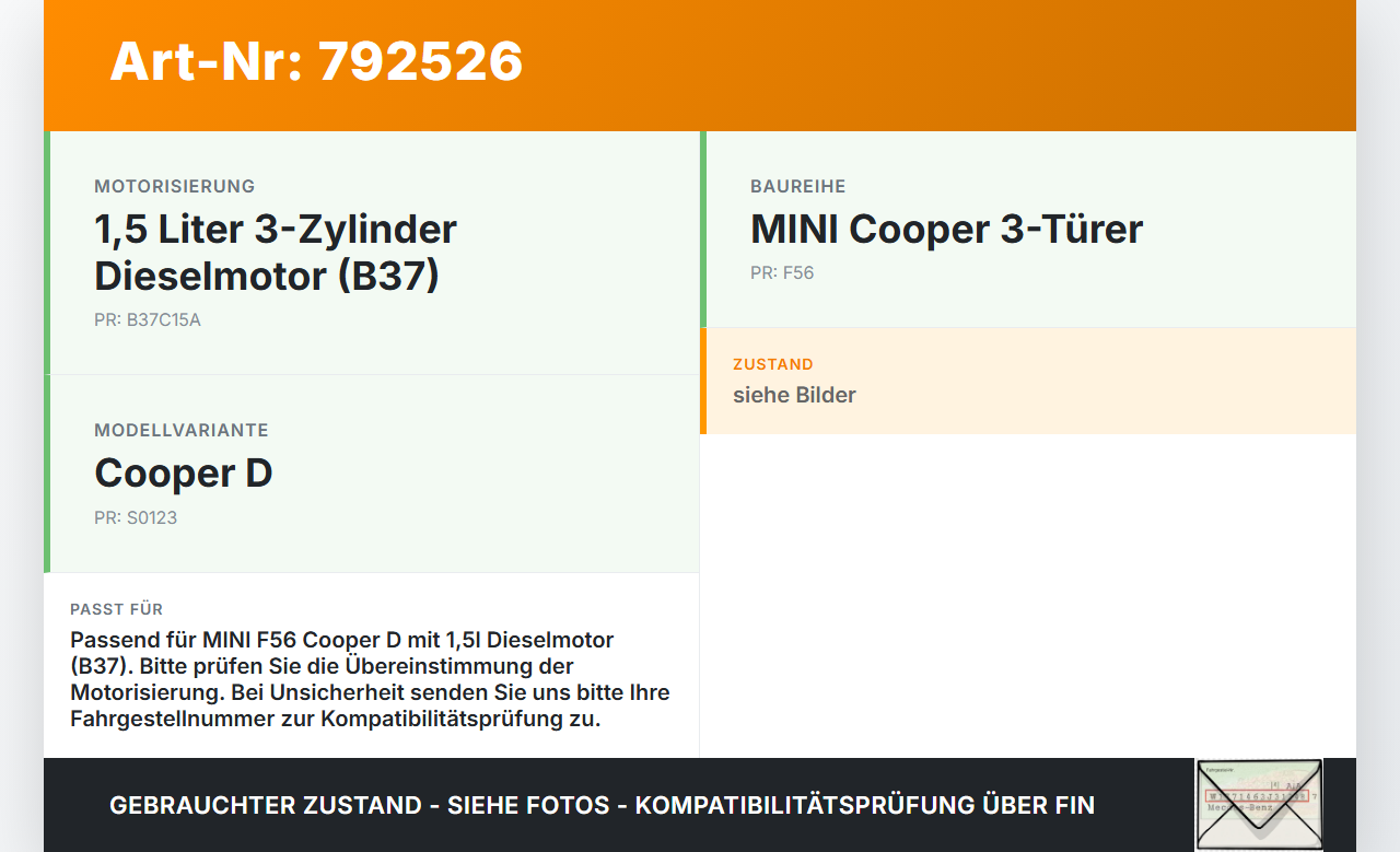Mini Cooper D F56 14-18 1,5d 85KW Platte für Motor Stirnplatte Gehäuse Motorblock Mini Cooper D F56 14-18... Vorschau 3