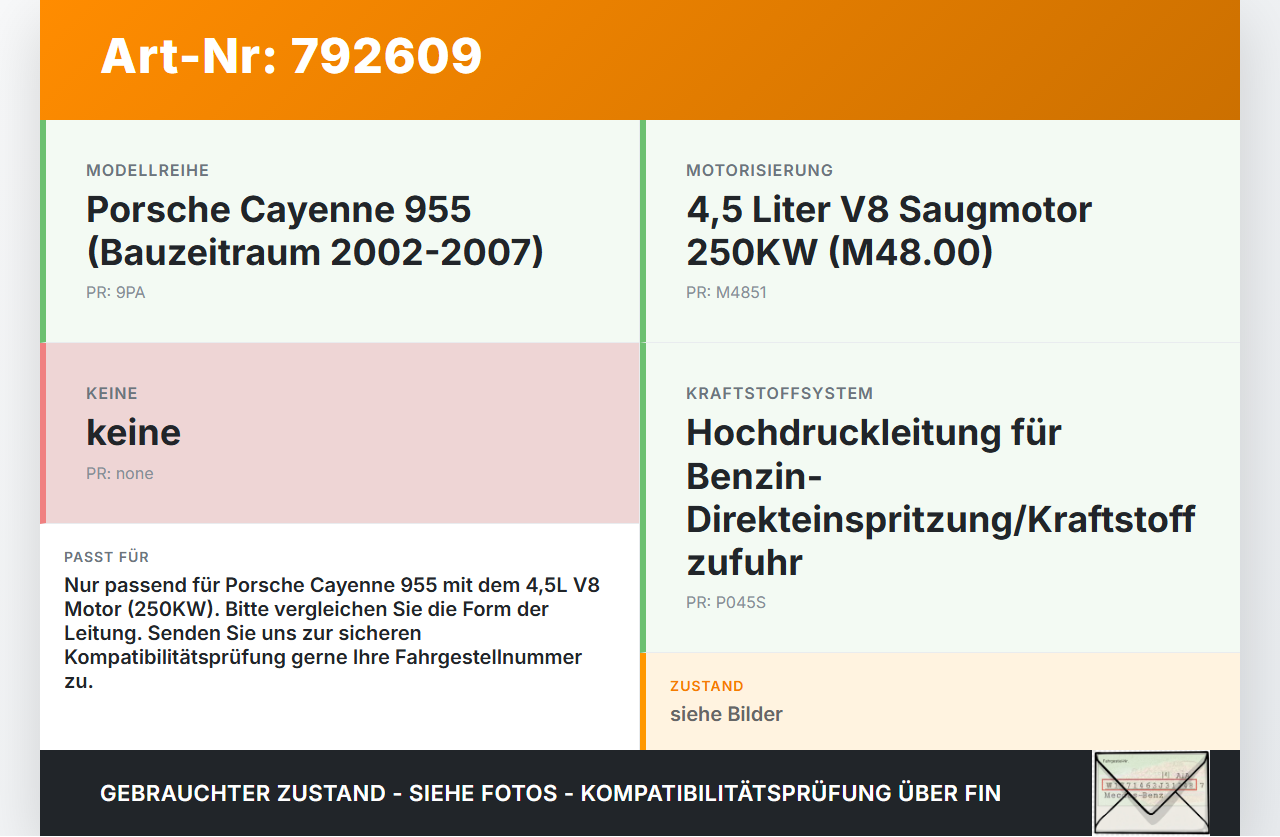 Porsche Cayenne 9PA 955 02-07 4,5 250KW Hochdruck Leitung Kraftstoffleitung Porsche Cayenne 9PA 955 02-07... Vorschau 3