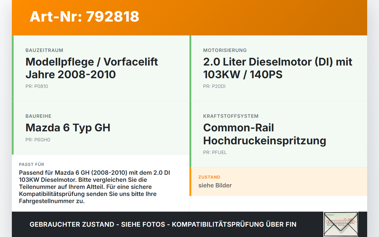 Mazda 6 GH 08-10 DI 2,0 103KW Hochdruckverteiler Dieselverteiler Mazda 6 GH 08-10 22.04.2009 gebraucht Vorschau 3