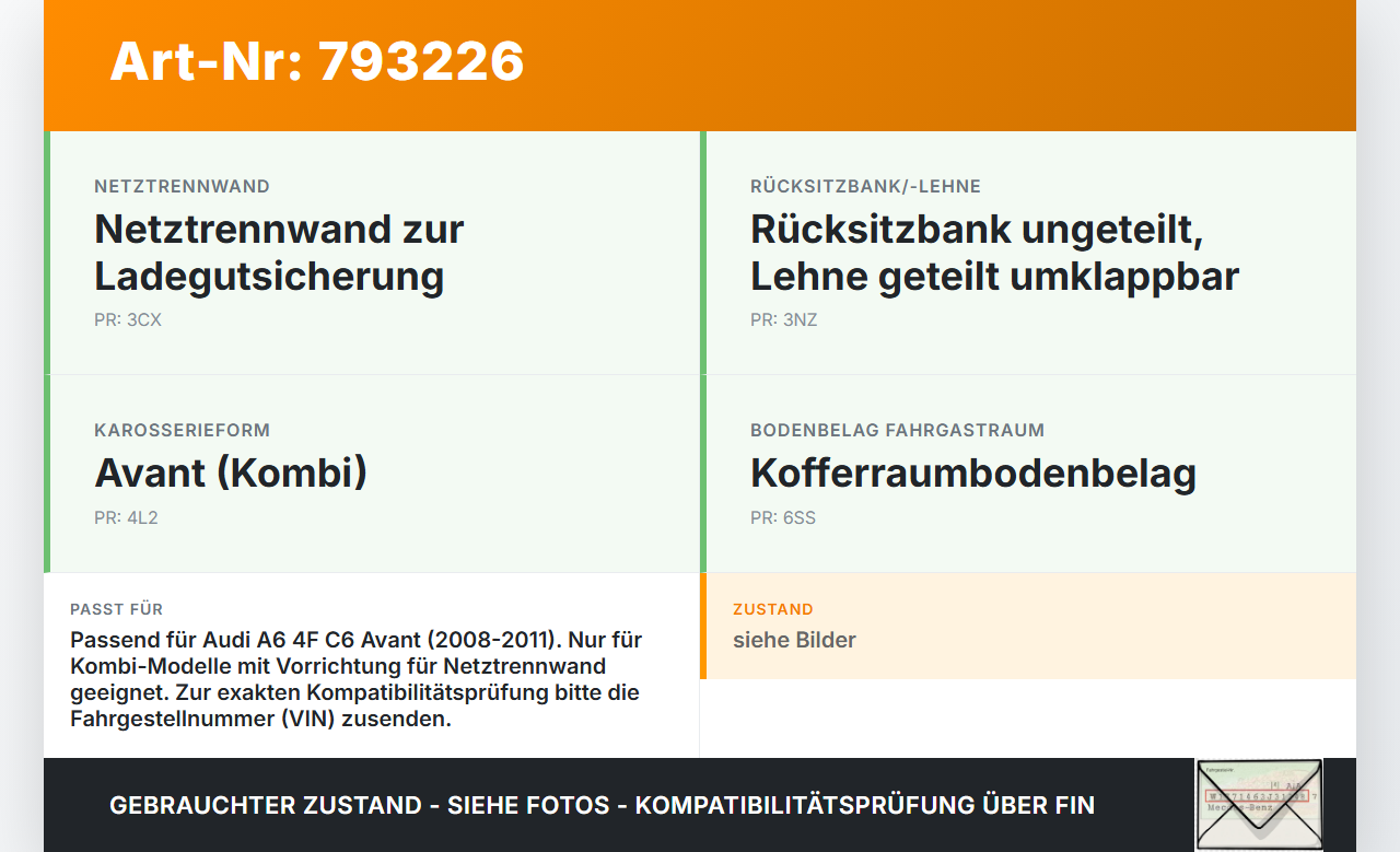 Audi A6 4F C6 08-11 Kombi Netz Sicherungsnetz Laderaumnetz Audi A6 4F C6 08-11 22.04.2010 gebraucht Vorschau 3