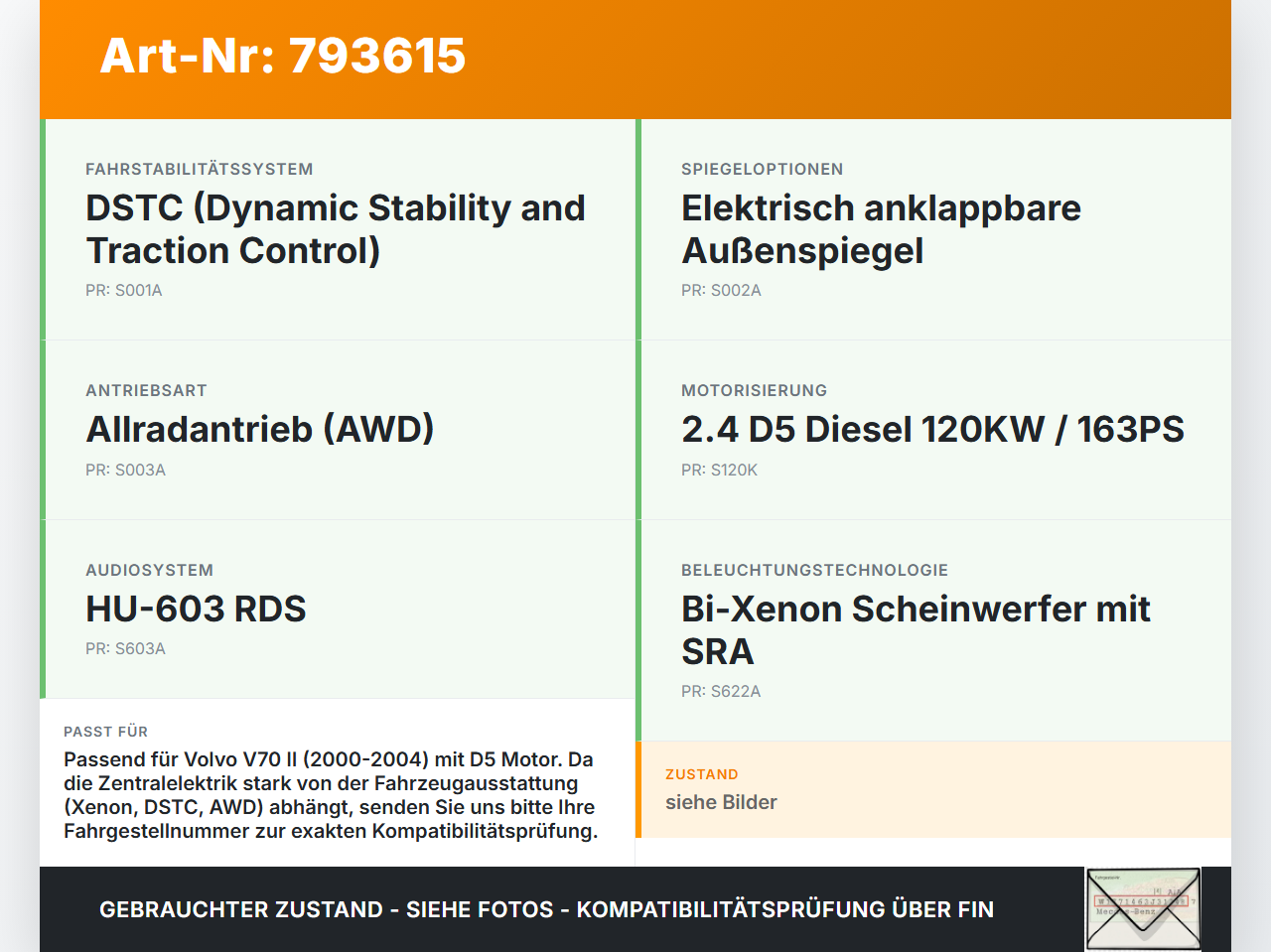 Volvo V70 II 00-04 2,4 D5 120KW Sicherungskasten Zentralelektrik Volvo V70 II 00-04 16.04.2004 gebraucht Vorschau 3
